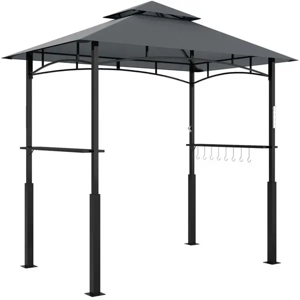 Redom GRILOVACÍ altán 243/148/248 cm s LED světlem, dvojitou stříškou a bočními policemi, tmavě šedá