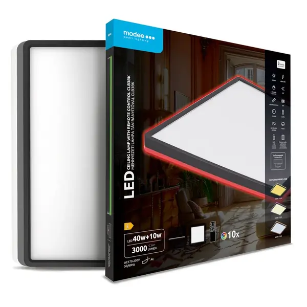 Modee LED stropné svietidlo CLB3BK 40+10W 3CCT+RGB 3000lumen čierny lem