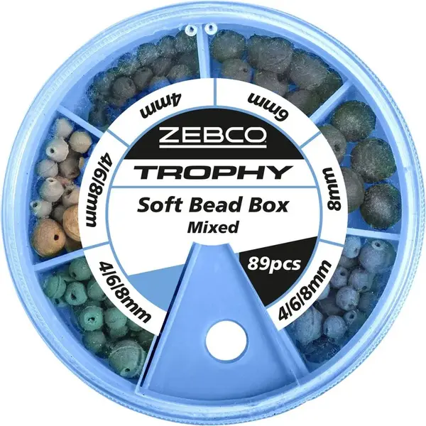 Zebco guľôčky trophy soft bead box mixed 89 ks