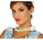 Náhrdelník z perál krátky s kvetom 25cm