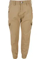 Girls' high-waisted cargo trousers unionbeige