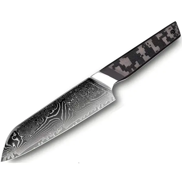 Damaškový kuchynský nôž Santoku/Čierna/Sivá H37577