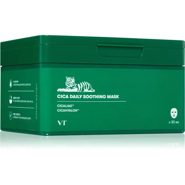 VT Cosmetics Cica Daily Soothing Mask intenzivně hydratační pleťová maska se zklidňujícím účinkem velké balení 30 ks
