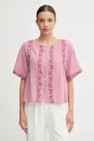 Bavlněná košile Hoss Intropia dámská, růžová barva, relaxed, s klasickým límcem, 5872095