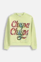 Dětská mikina Coccodrillo zelená barva, s potiskem, LICENCE GIRL