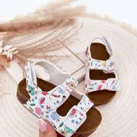 Boto Dětské sandály na korkové podrážce s přezkami ovoce bílé Thessa