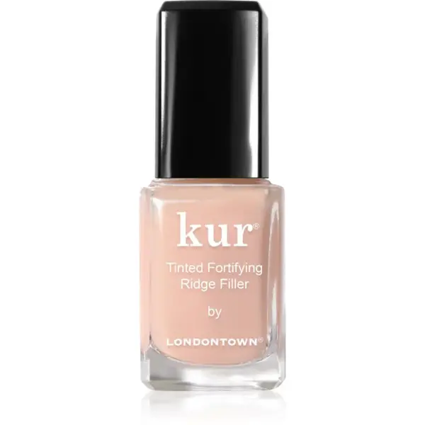 LONDONTOWN Kur Tinted Fortifying Ridge Filler vyhlazující podkladový lak na nehty pro suché a křehké nehty odstín Apricot Beige 12 ml
