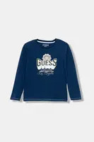 Dětské bavlněné tričko s dlouhým rukávem Guess modrá barva, s potiskem, N5YI13 K8HM0