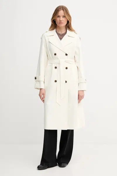 Kabát Dkny dámský, zelená barva, dvouřadový, DLEMPQ97