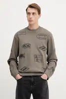 Bavlněná mikina Armani Exchange pánská, šedá barva, s aplikací, XM001881 AF16281