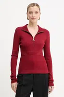 Svetr Patrizia Pepe dámský, červená barva, s pologolfem, 8K0323 K274