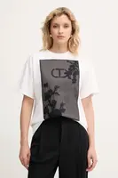 Bavlněné tričko Twinset dámské, bílá barva, 252TP2053