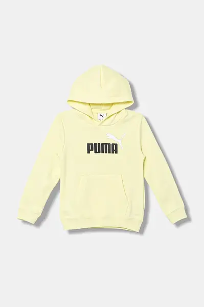 Dětská mikina Puma ESS 2 COLOR No. 1 Logo Hoodie FL B žlutá barva, s kapucí, s potiskem, 685822