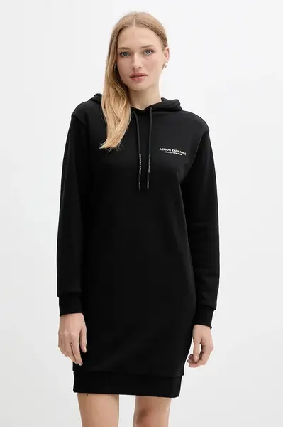 Bavlněné šaty Armani Exchange černá barva, mini, XW001453 AF10830