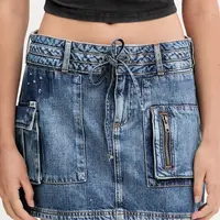Džínová sukně Guess Originals HARRINGTON modrá barva, mini, pouzdrová, W5YD0L D5R01