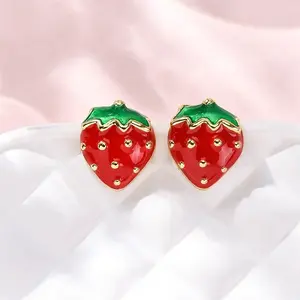 Brass Enamel Stud Earrings