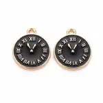 Clock Alloy Enamel Pendants