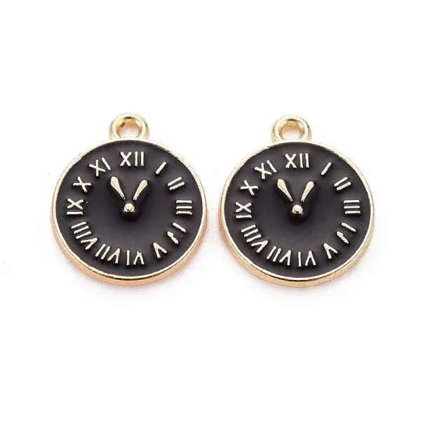 Clock Alloy Enamel Pendants
