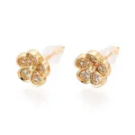 Brass Pave Clear Cubic Zirconia Flower Stud Earrings