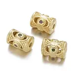 Brass Micro Pave Cubic Zirconia Beads