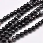 Natural Black Agate Bead Strands