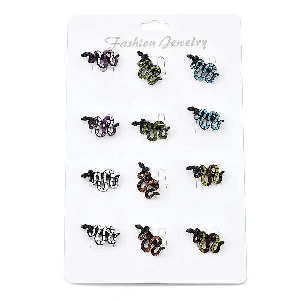 12Pcs 6 Colors Snake Enamel Pins