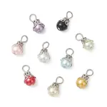 9Pcs 9 Colors Baking Painted Pearlized Glass Pearl Pendants