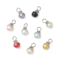 9Pcs 9 Colors Baking Painted Pearlized Glass Pearl Pendants