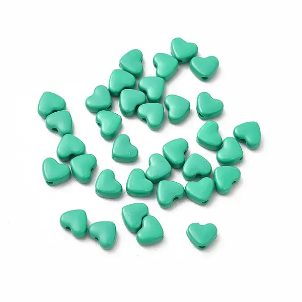 Heart Spray Painted Alloy Beads