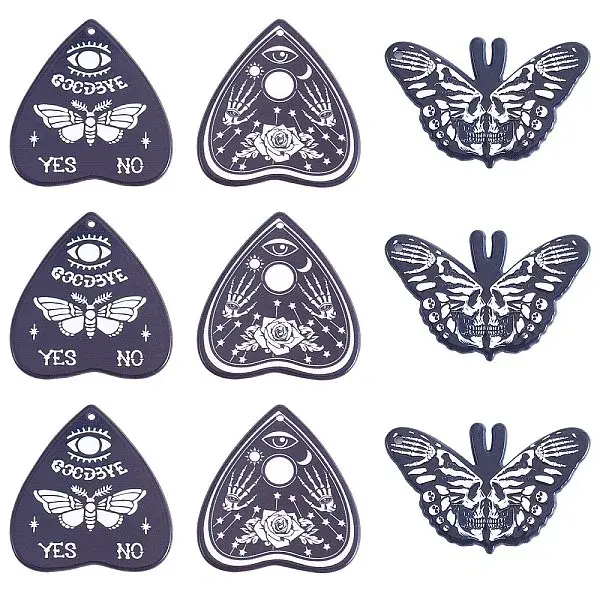 15Pcs 3 Styles Halloween Printed Opaque Acrylic Pendants