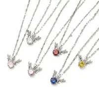 Deer Platinum Brass Micro Pave Cubic Zirconia Pendant Necklaces