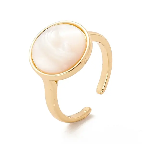 Shell Flat Round Open Cuff Ring