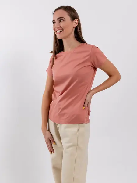 Dámské tričko s kulatým výstřihem Be Lenka Essentials - Salmon Pink