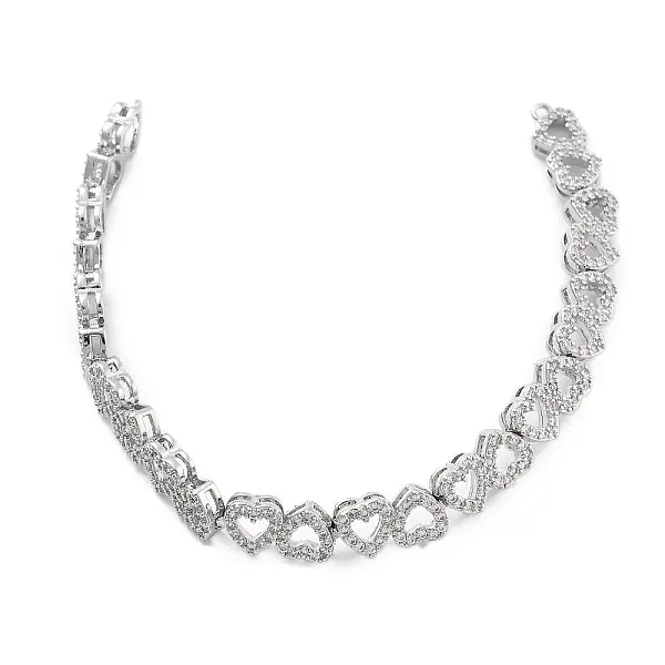 Brass Micro Pave Clear Cubic Zirconia Multi Heart Connector Charms