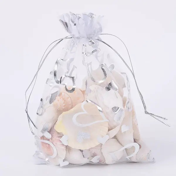 Heart Printed Organza Bags