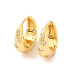 Brass Pave Clear Cubic Zirconia Hoop Earrings for Women
