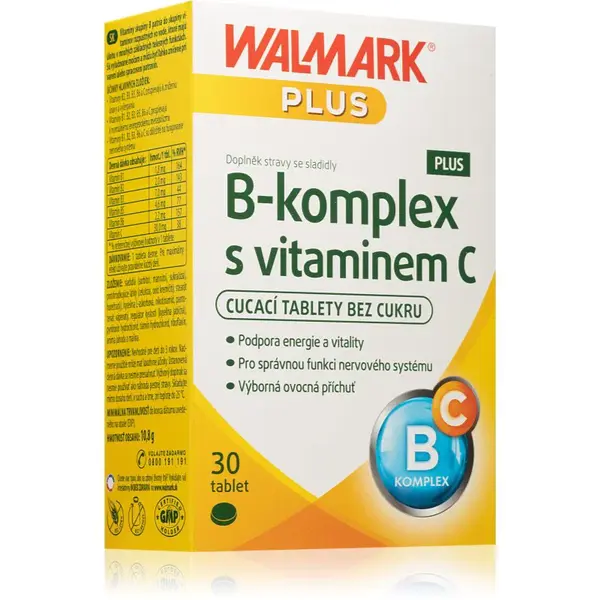 Walmark B-komplex PLUS + vitamín C tablety na podporu imunitného systému, pre krásne vlasy a pleť 30 tbl
