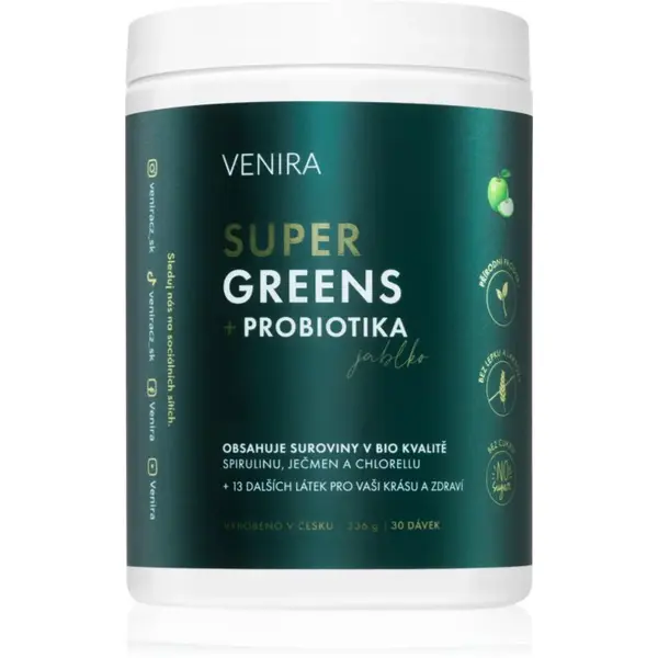 Venira Super Greens prášek na přípravu nápoje pro detoxikaci organismu a podporu imunity příchuť Apple 336 g