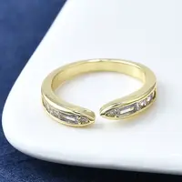 Brass Micro Pave Clear Cubic Zirconia Open Cuff Rings for Women