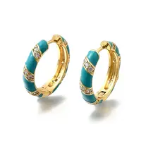 Brass Micro Pave Clear Cubic Zirconia Huggie Hoop Earrings