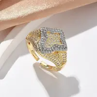 Brass Micro Pave Clear Cubic Zirconia Cuff Rings for Women
