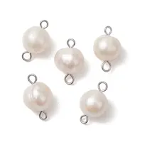 Natural Cultured Freshwater Pearl Connector Charms