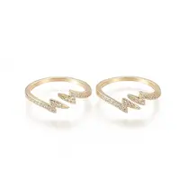 Brass Micro Pave Clear Cubic Zirconia Cuff Rings
