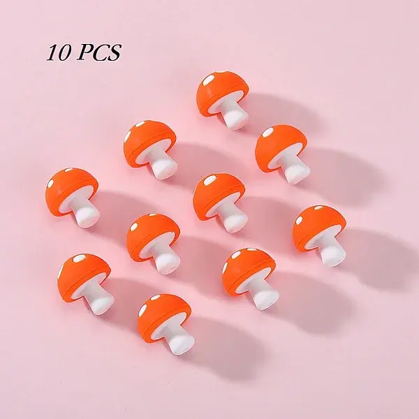 10Pcs Mushroom Silicone Focal Beads