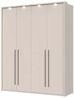 Čtyřdveřová šatní skříň s led osvětlením baptiste - béžová