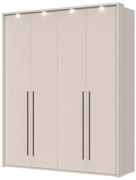 Čtyřdveřová šatní skříň s led osvětlením baptiste - béžová