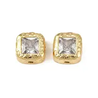 Brass Clear Cubic Zirconia Beads