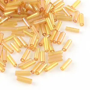 AB Color Plated Glass Bugle Beads