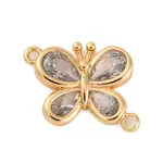 Brass Pave Clear Cubic Zirconia Connector Charms