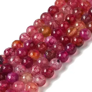 Dyed & Heated Natural Dragon Veins Agate Beads Strands